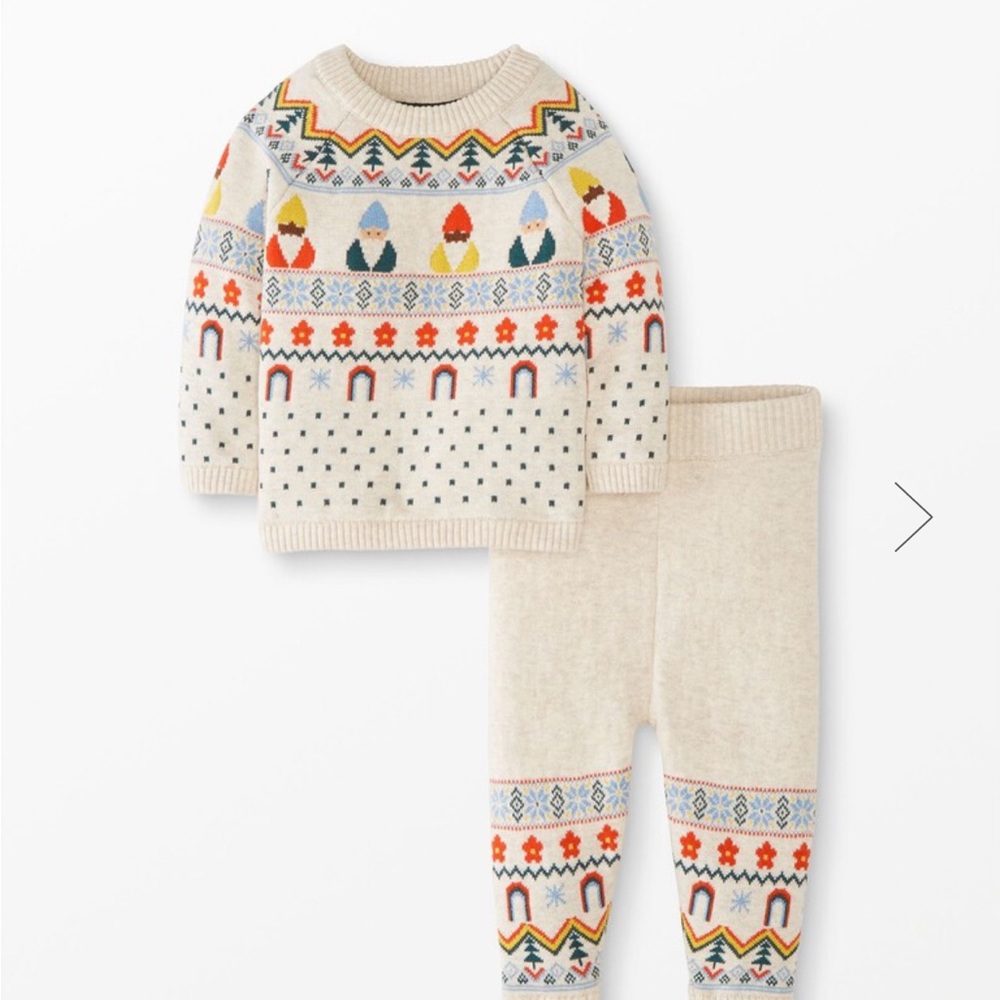 Hanna Andersson Cream Fair Isle Gnome Sweater & Leggings Set